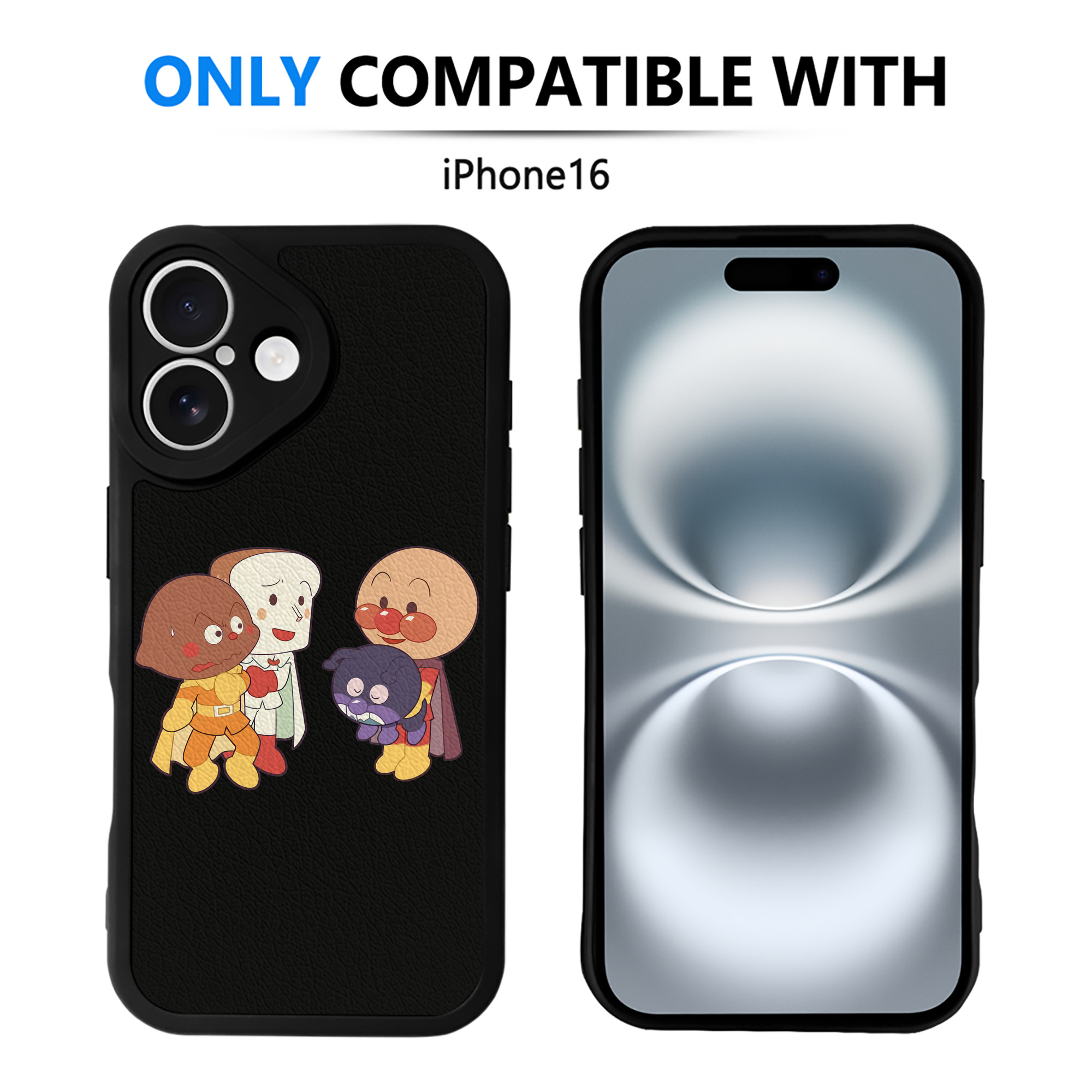 （画像用） アンパンマン Anpanman 【iPhone 16シリーズ対応】シリコンスマホケース（レザー調） 材質：シリコン